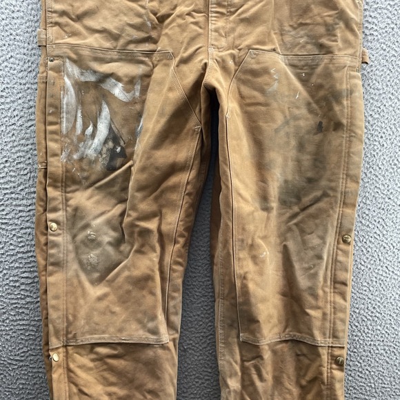 Carhartt Double Knee Bib Overalls Men 42x30* R41 Workwear Outdoor Insulated Camp - Picture 7 of 16